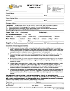 Fence Permit Application | Village of Cleveland